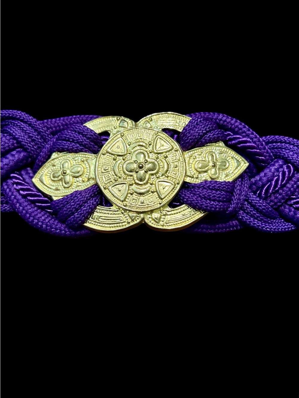 80's - Purple Rope  Heavy Gold Medallion Belt - Size 32"